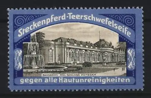 Reklamemarke Potsdam, Steckenpferd-Teerschwefelseife, Schloss Sanssouci