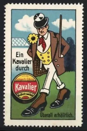 Reklamemarke Lederputz-Creme Kavalier, Herr mit riesigen Schuhen
