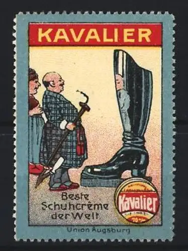 Reklamemarke Union Augsburg, Kavalier Schuhcreme, Grosser Stiefel