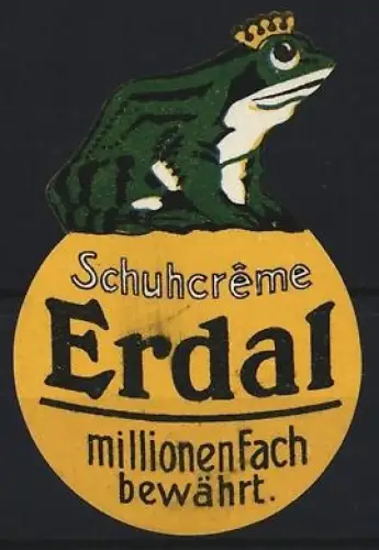 Reklamemarke Erdal, Schuhcrème, gekrönter Frosch
