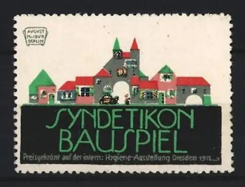 Künstler-Reklamemarke August Hajduk, Dresden, Syndetikon Bauspiel, Burgmotiv