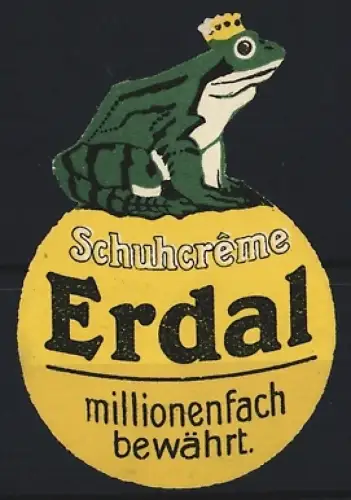 Reklamemarke Erdal, Schuhcrème, Gekrönter Frosch