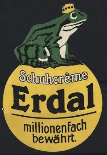 Reklamemarke Erdal, Schuhcrème, Frosch mit Krone