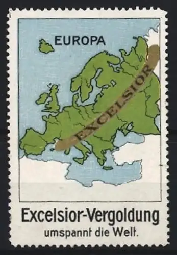 Reklamemarke Excelsior-Vergoldung, Europa-Karte