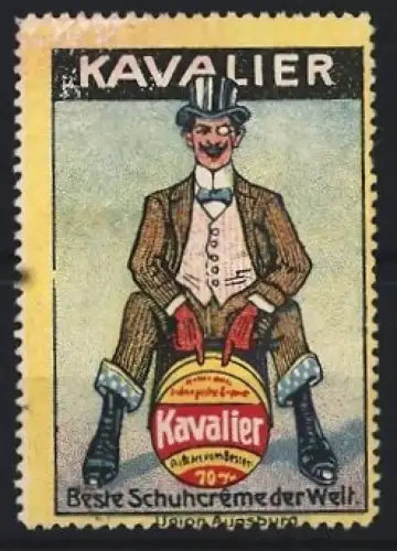 Reklamemarke Kavalier Schuhcreme, Gentleman mit Zylinder