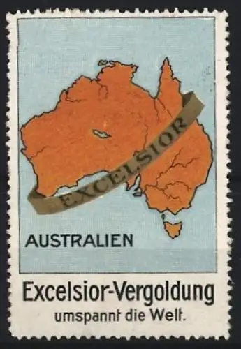 Reklamemarke Excelsior-Vergoldung, Karte von Australien