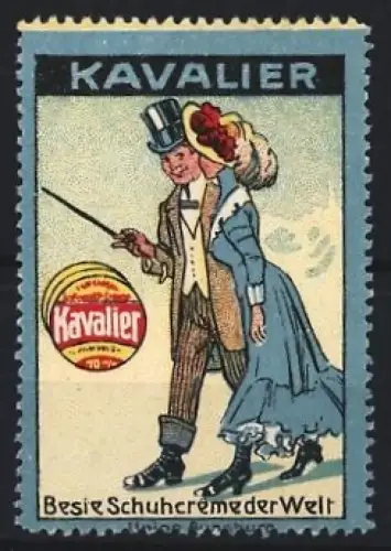 Reklamemarke Schuhcreme Kavalier, Paar in eleganter Kleidung