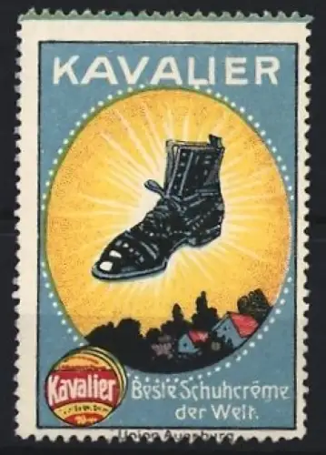 Reklamemarke Kavalier Schuhcreme, Strahlender Schuh