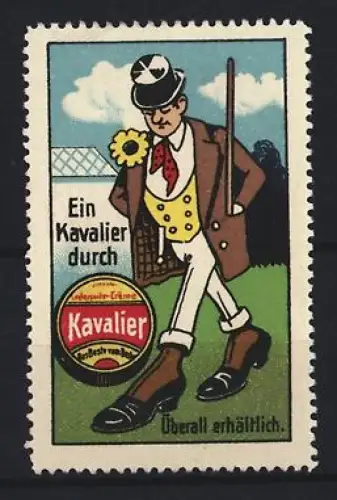 Reklamemarke Lederputz-Creme Kavalier, Eleganter Herr mit Zylinder