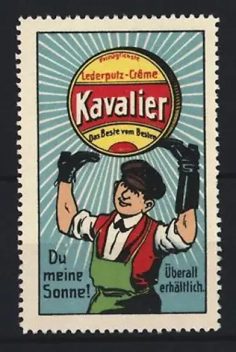 Reklamemarke Kavalier Lederputz-Crème, Strahlender Hintergrund