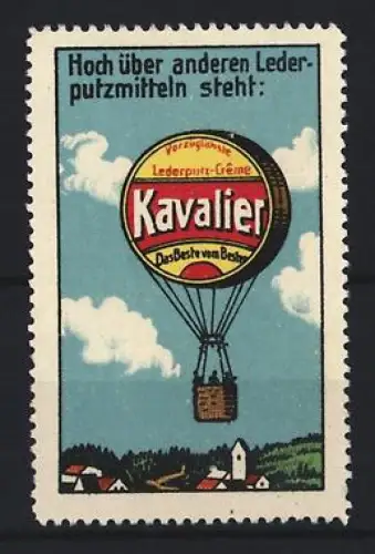 Reklamemarke Kavalier Lederputz-Creme, Dose als Heissluftballon