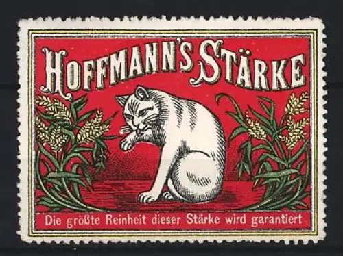 Reklamemarke Hoffmann, Speisestärke, Katze mit Pflanzen