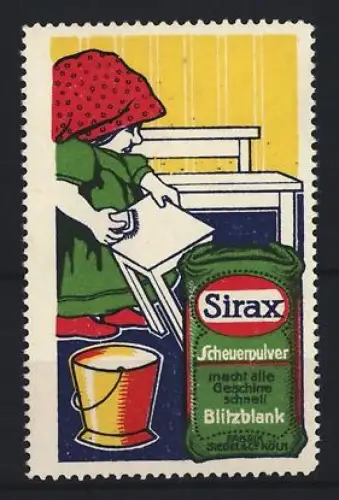 Reklamemarke Sirax, Scheuerpulver, Kind mit Eimer
