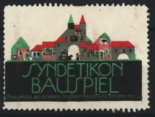 Reklamemarke Syndetikon, Klebstoff, Häuser mit farbenfrohen Dächern