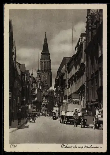 AK Kiel, Hafenstrasse, Rathausturm