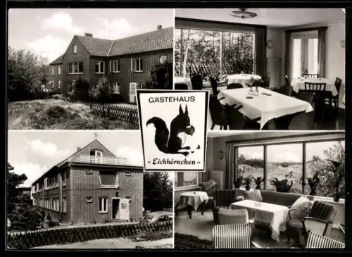 AK St. Peter-Ording, Gästehaus Eichhörnchen, Aussenansicht, Speisesaal, Aufenthaltsraum