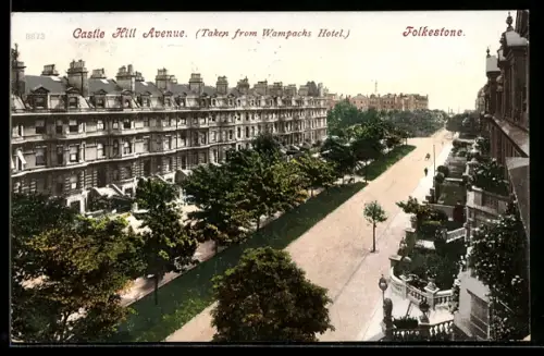AK Folkestone, Castle Hill Avenue, Taken from Wampachs Hotel.