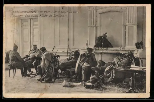 AK Grodno, Leichtverwundete vor dem Abtransport in den Räumen des russ. Klubs