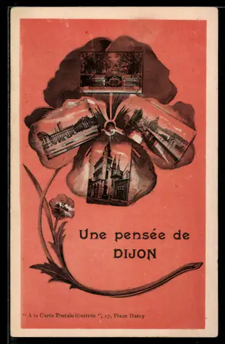 AK Dijon, Verschiedene Ortsansichten in Kleeblättern