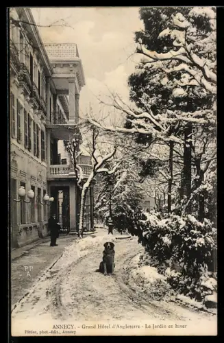 AK Annecy, Grand Hôtel d`Angleterre, Le Jardin en hiver