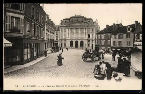 AK Auxerre, La Place du Marché et la Caisse dEpargne