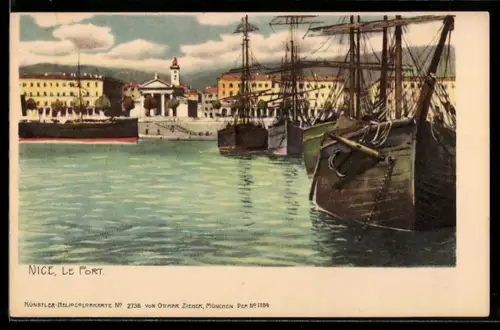 Lithographie Nice, Le Port