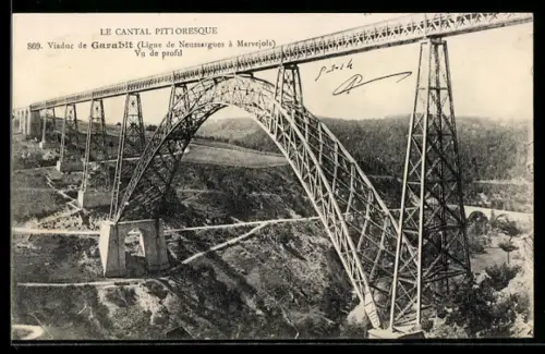AK Garabit, Viaduc de Garabit, Ligne de Neussargues à Marvejols Vu de profil