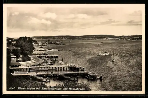 AK Kiel, Kieler Hafen, Elisabethbrücke, Hansabrücke