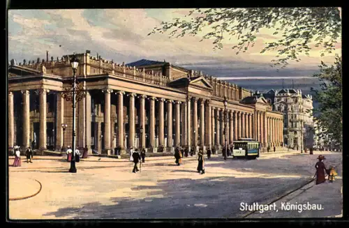 AK Stuttgart, Königsbau, Strassenbahn