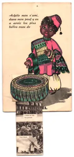 Leporello-AK Cassel, Porte d`Aire, La Grande Place, Ancienne Porte du Chateau, Vieux Moulin, L`enfant avec pouf