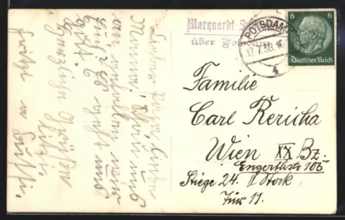 AK Landpoststempel Marquart über Potsdam