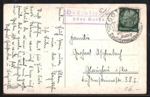 AK Landpoststempel Hohenkirchen über Gotha
