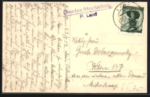 AK Landpoststempel Dienten /Hochkönig