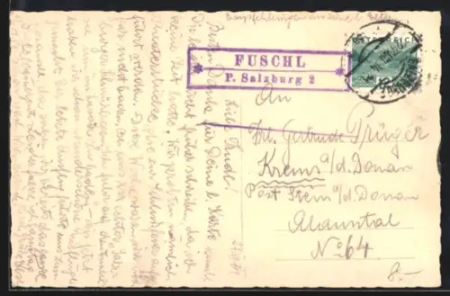 AK Landpoststempel Fuschl /Salzburg