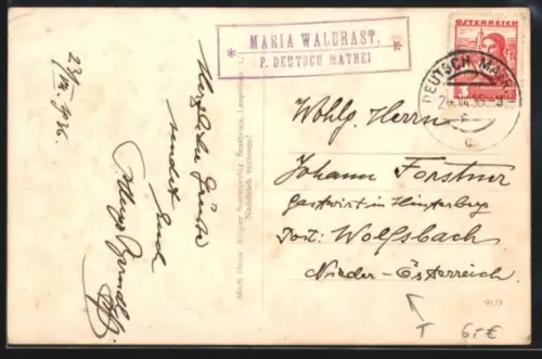 AK Landpoststempel Maria Waldrast /Deutsch Matrei