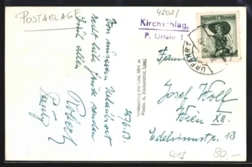 AK Landpoststempel Kirschlag /Urfahrt