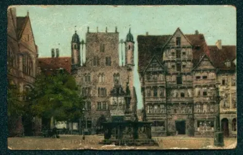 Mini-AK Hannover, Ortspartie mit Brunnen