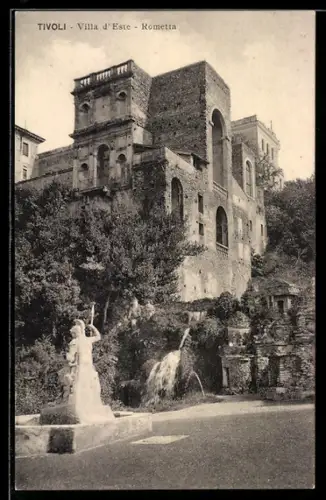 AK Tivoli, Villa d`Este, Rometta, vista della fontana e dell`edificio storico