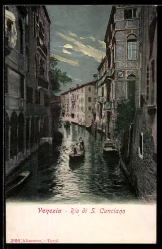 AK Venezia, Rio di S. Canciano mit Gondel