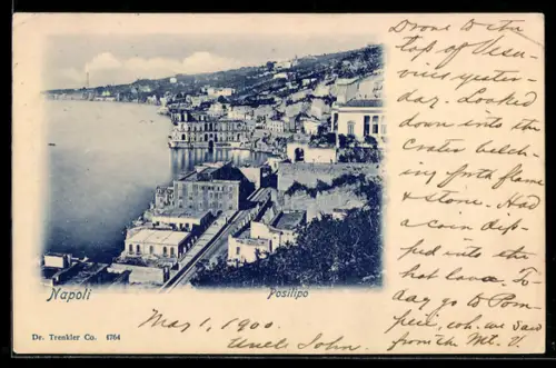 AK Napoli, Posilipo, Veduta panoramica della costa e del mare