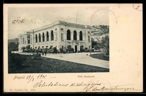 AK Napoli, Villa Nazionale con giardino e edificio storico