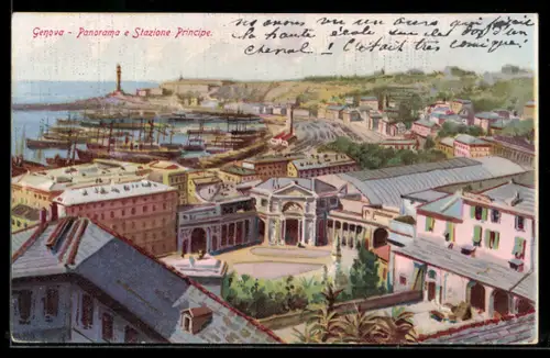 AK Genova, Panorama e Stazione Principe