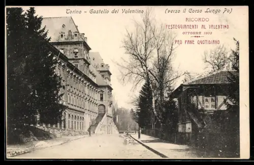 AK Torino, Castello del Valentino verso il Corso Lungo Po