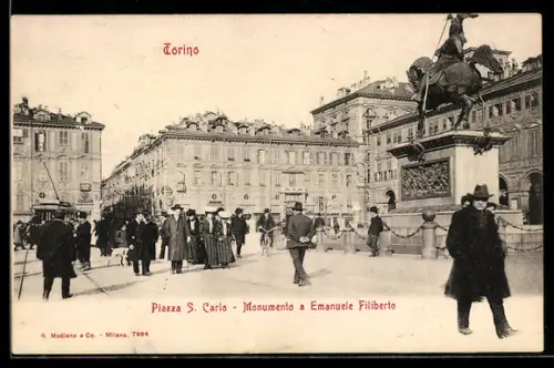 AK Torino, Piazza S. Carlo, Monumento a Emanuele Filiberto