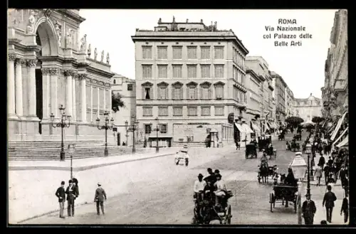 AK Roma, Via Nazionale col Palazzo delle Belle Arti