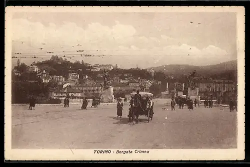 AK Torino, Borgata Crimea con passanti e carrozza