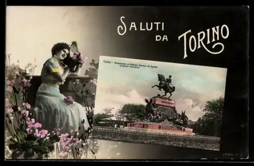 AK Torino, Monumento al Principe Amedeo di Savoia mit Blumenmädchen
