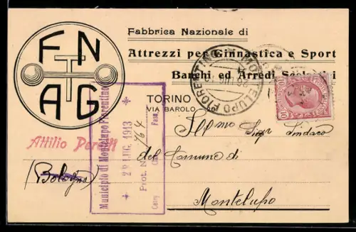 AK Torino, Fabbrica Nazionale di Attrezzi per Ginnastica e Sport, cartolina commerciale
