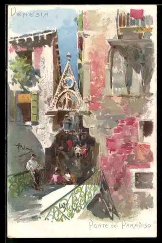 Künstler-AK Venezia, Ponte del Paradiso