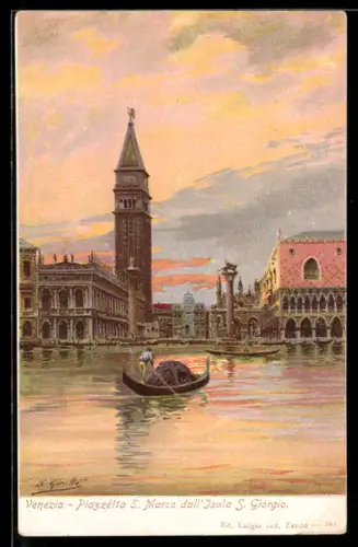 Künstler-AK Venezia, Piazzetta S. Marco dall`Isola S. Giorgio